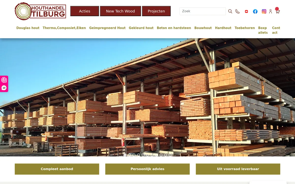 Website van Houthandel Tilburg
